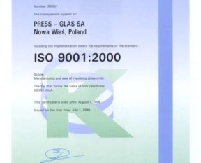 ISO 9001 certification for our factory in Tczew
