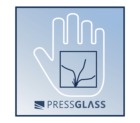 in the event of being smashed the glass panel still remains glued to the foil, minimising the risk of injury to the user from pieces of broken glass