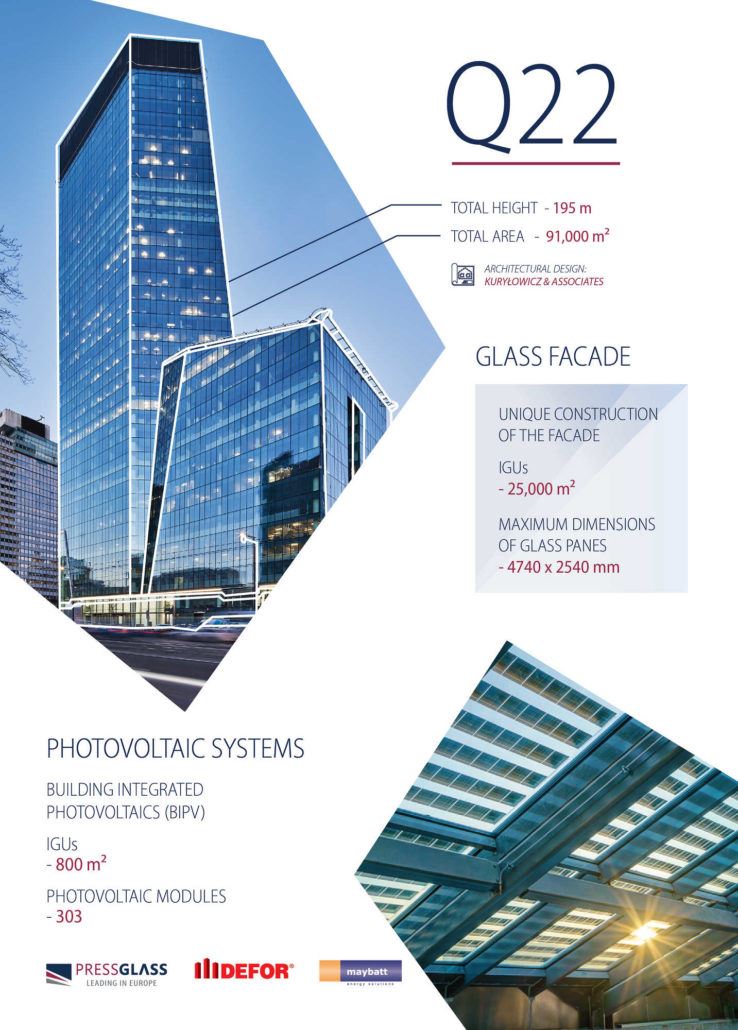 The Q22 scyscraper, or glass innovations - infographic (press material)